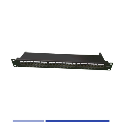 ซื้อ Cat6A แพทช์แพนเนล 24 Port Shielded 1U Rack Mount สําหรับระบบสายไฟ การผลิตออนไลน์