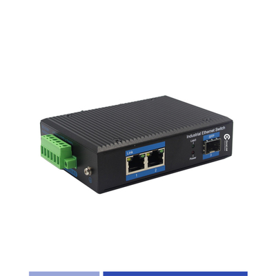 ซื้อ เครื่องแปลงสื่อไฟเบอร์อุตสาหกรรม 10/100/1000M 1 SFP กับ 2 สาย RJ45 Single Mode SMF Duplex 1310nm 20KM การผลิตออนไลน์