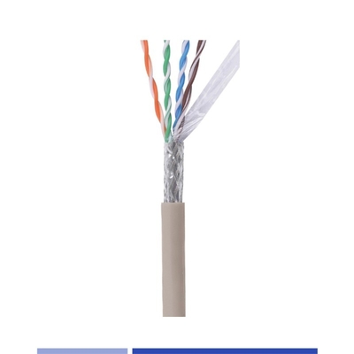 PVC Jacket Cat6 เครือข่ายเคเบิล 23AWG SFTP เครือข่ายเคเบิล ทองแดงแข็ง 4 คู่ สีเทา 305Mtr