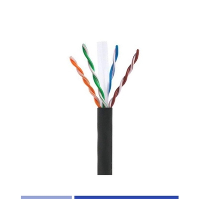 UTP Outdoor Cat6 Cable 23AWG เนื้อทองแดงแข็ง 4 คู่ PE Jacket สีดํา 305Mtr