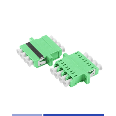 อัดแปลงไฟเบอร์ออปติก โมดเดี่ยว LC APC Quad Optical Coupler ด้วยฟลานจ์ สีเขียว